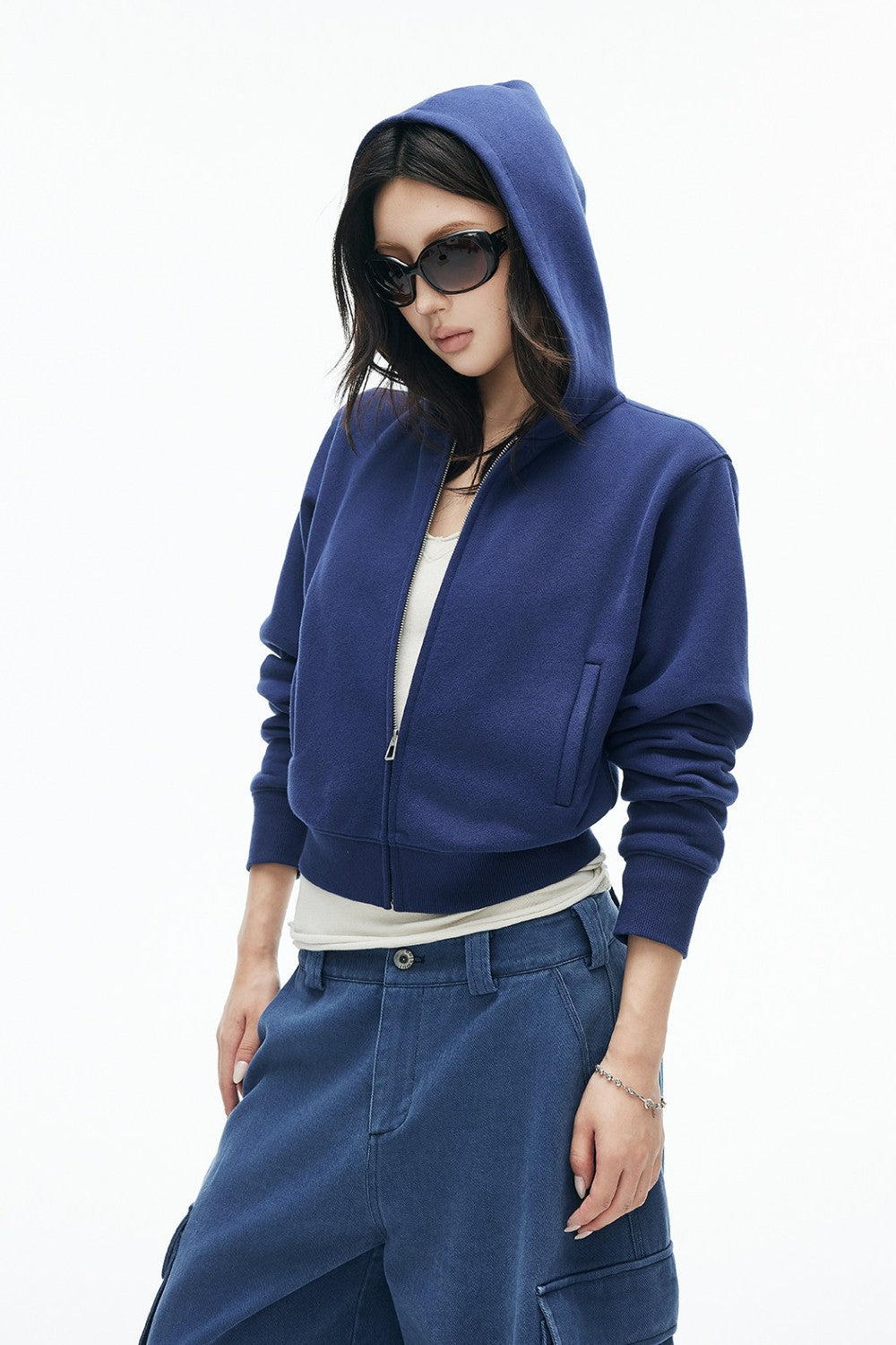 Classic Cropped Zip-Up Hoodie