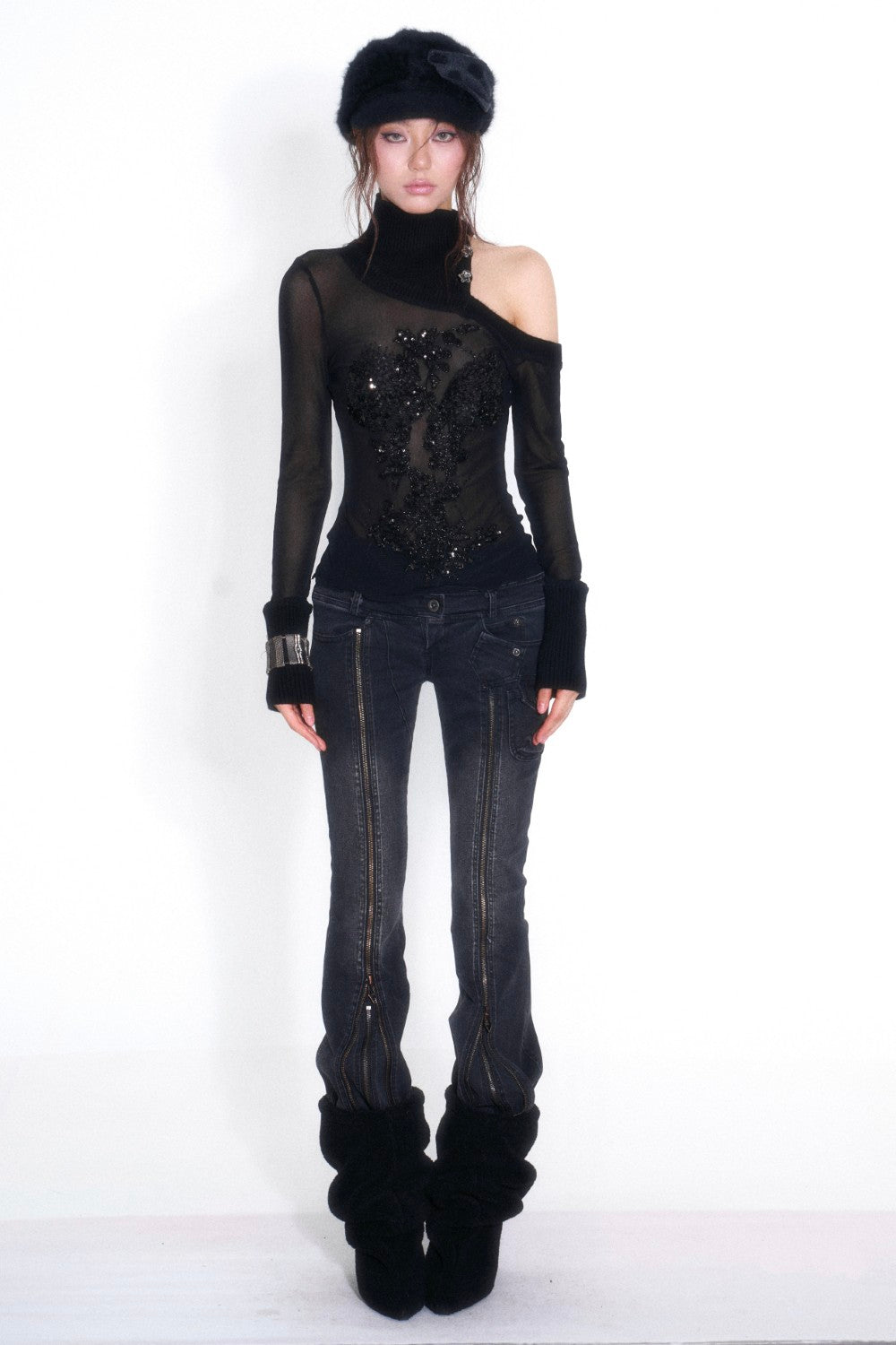 Double Waist Zip Jeans