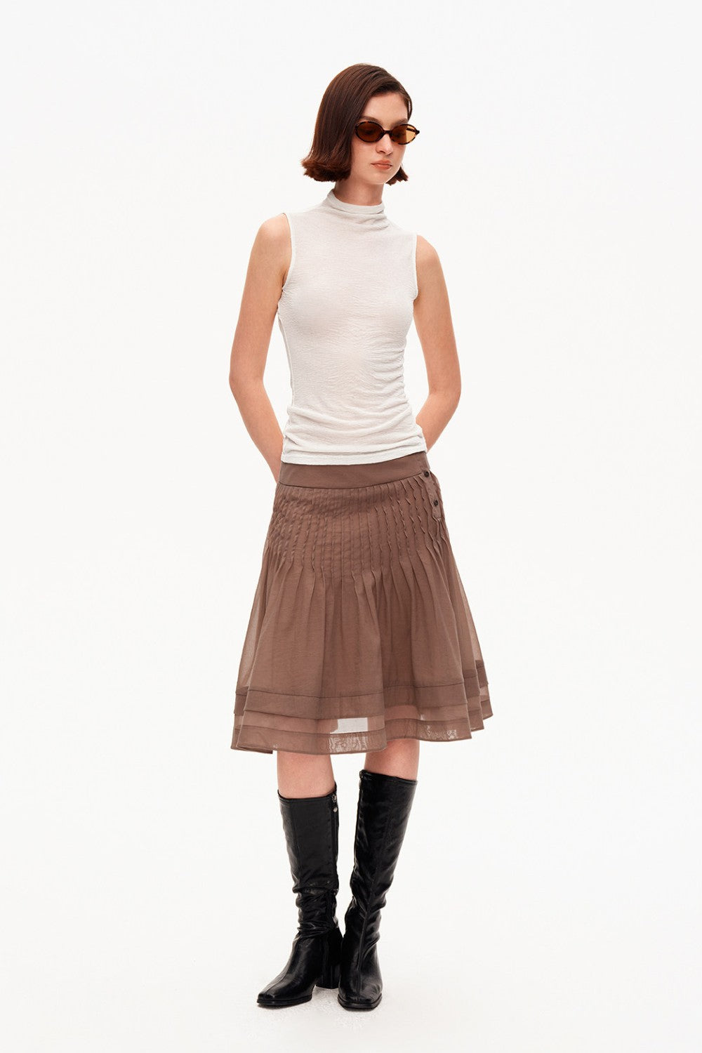 Clara Pleated A-Line Skirt