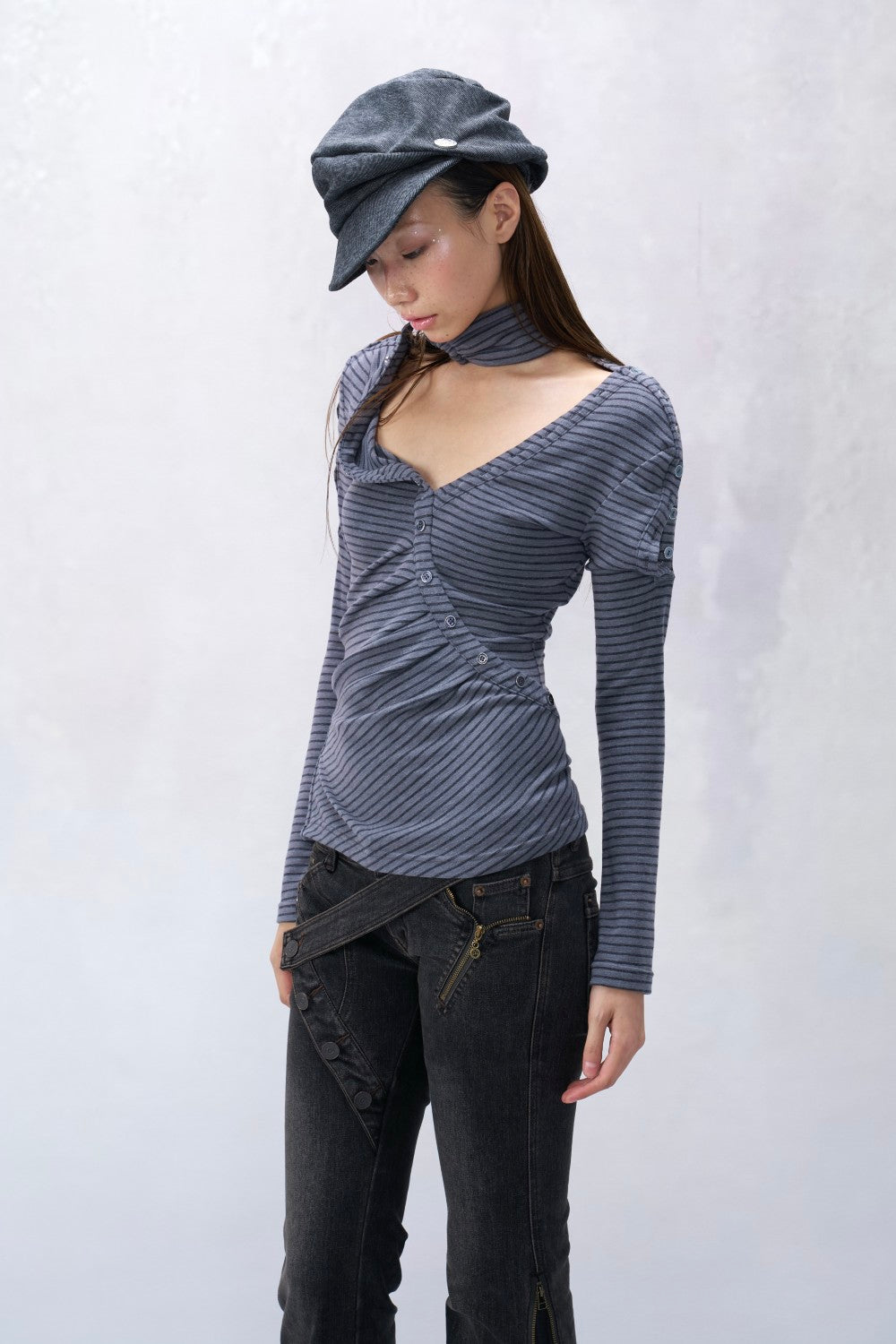 Mina Striped Wrap Shirt