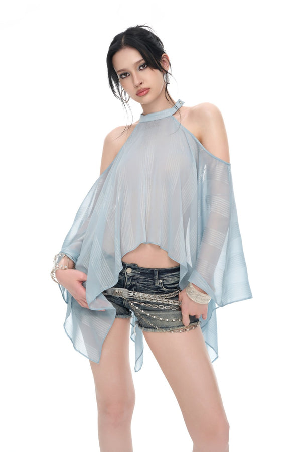 Aurora Draped Sheer Top