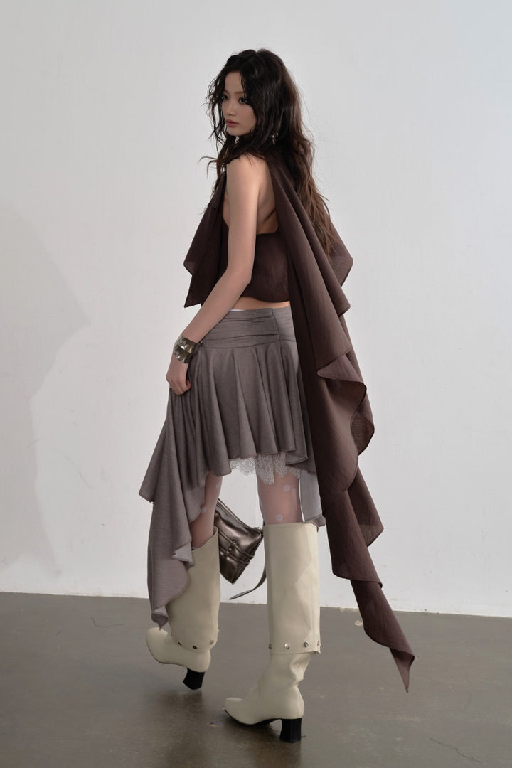 Asymmetric Draped Cape Top
