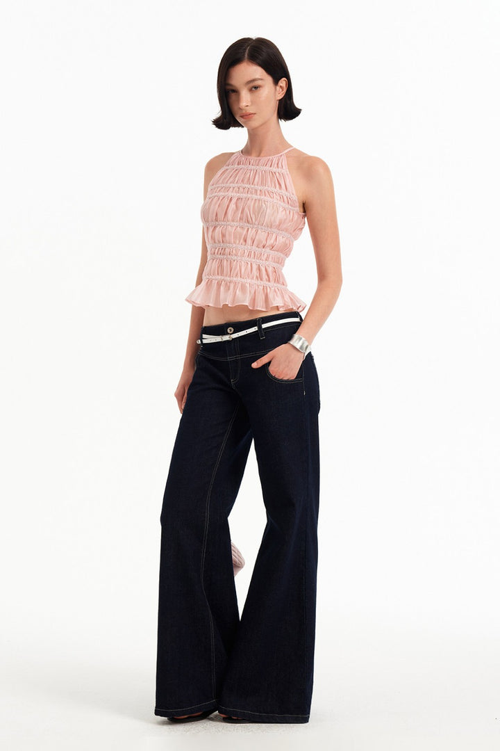 Rosette Ruched Halter Top