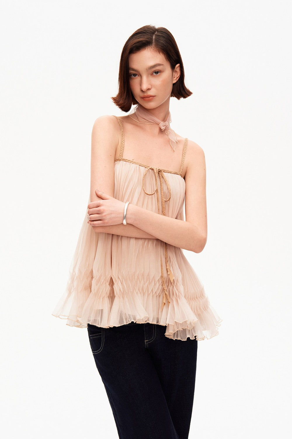 Mira Airy Ribbon Top