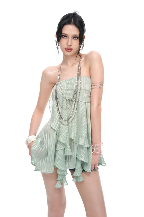 Mint Mirage Ruffle Top