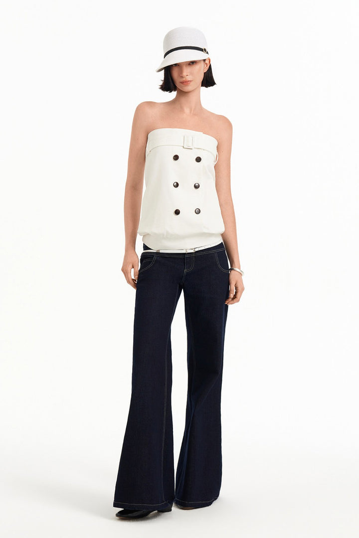 Belted Double Button Top