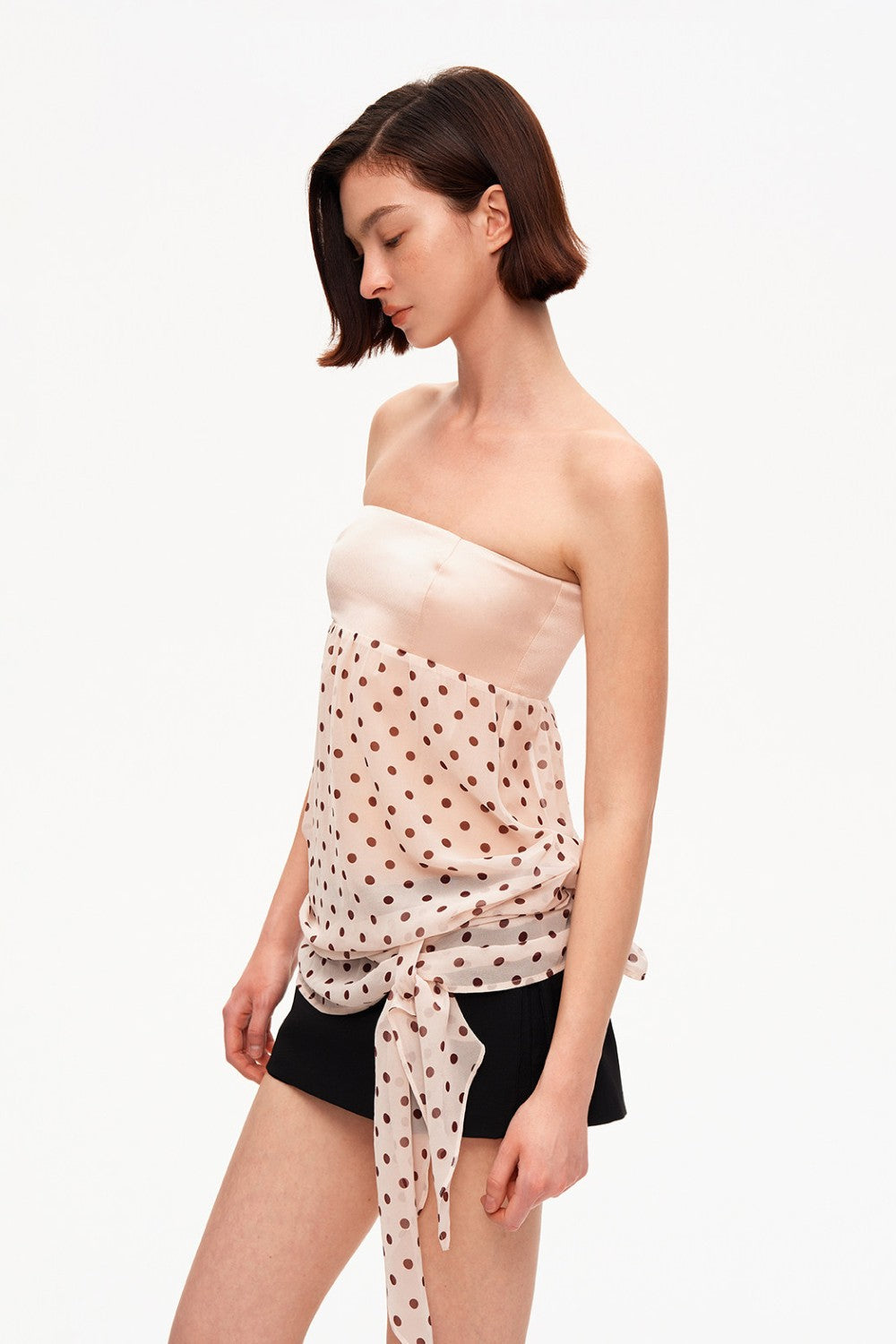 Mina Polka Mesh Tube Top