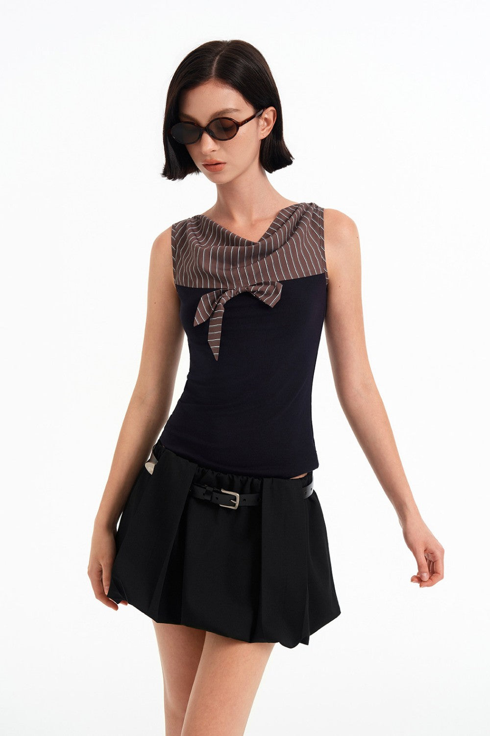 Monaco Striped Scarf Top