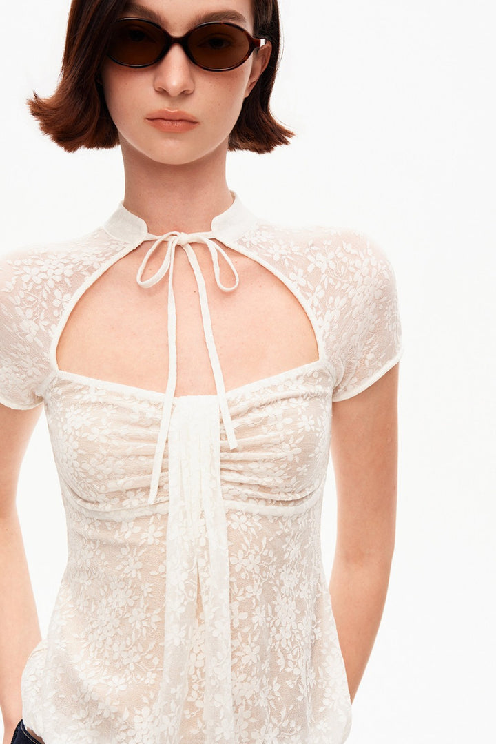 Floral Lace Mockneck Top