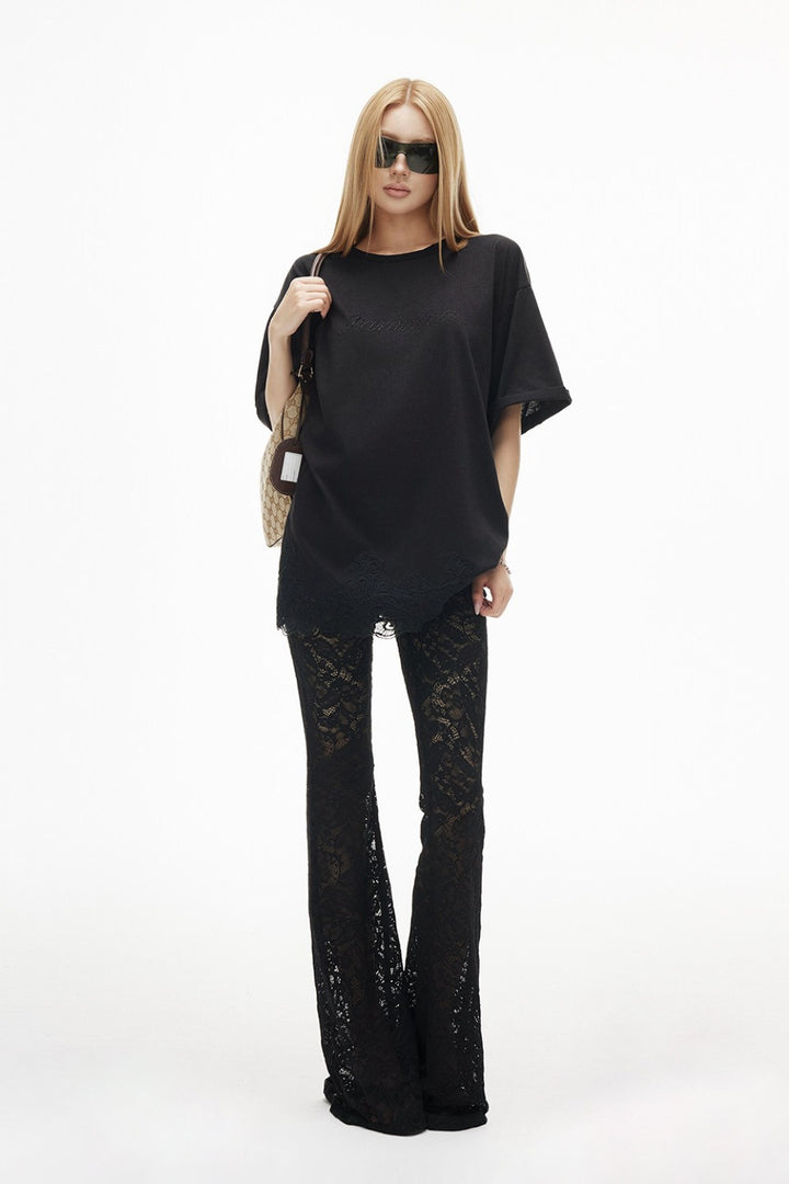 Oversized Lace Hem Shirt