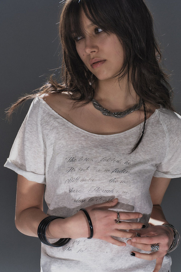 Elia Script Off-Shoulder Shirt