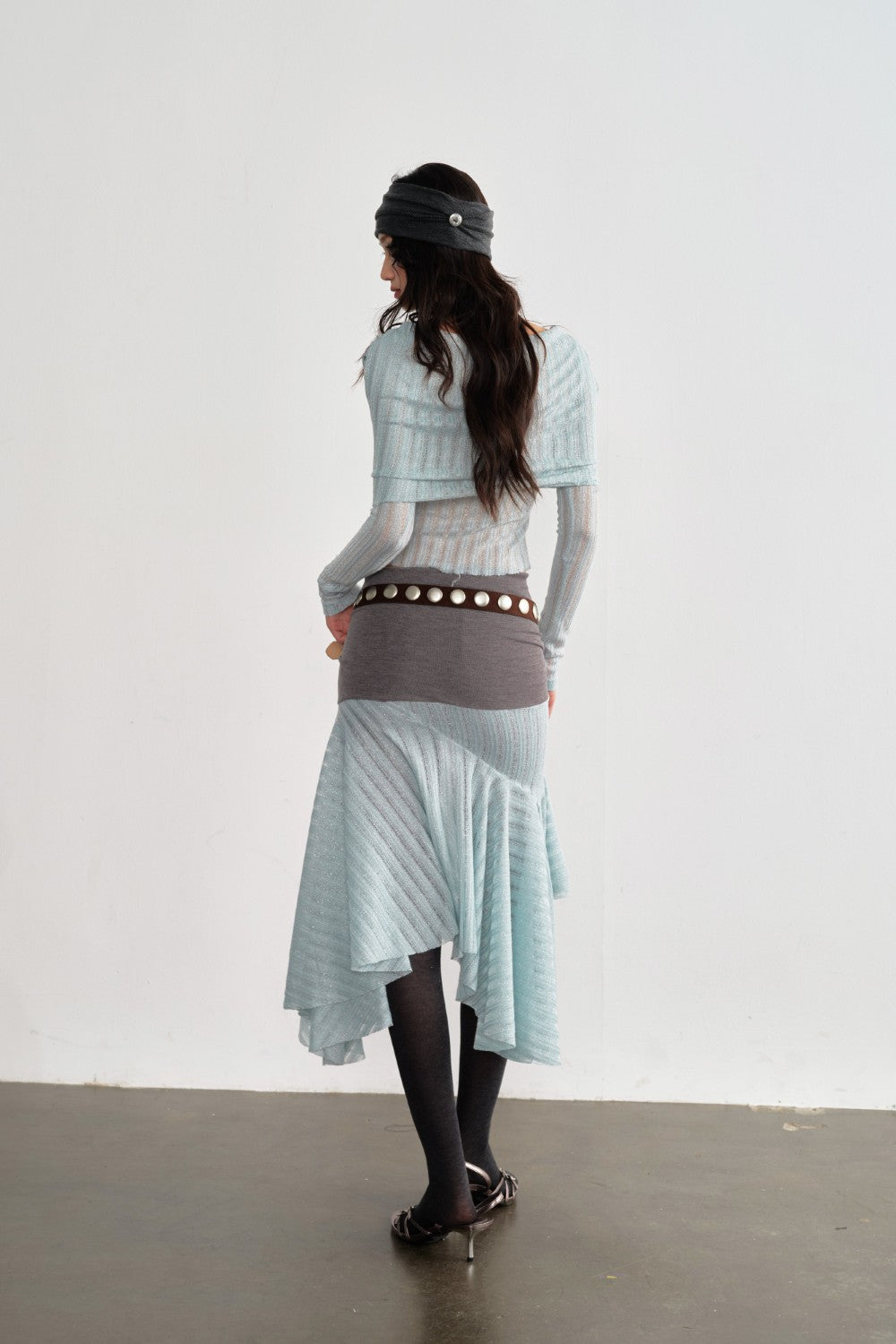 Mint Draped Sheer Top