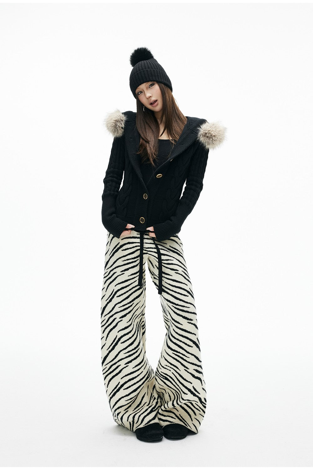 Elara Button-Up Fur Cardigan