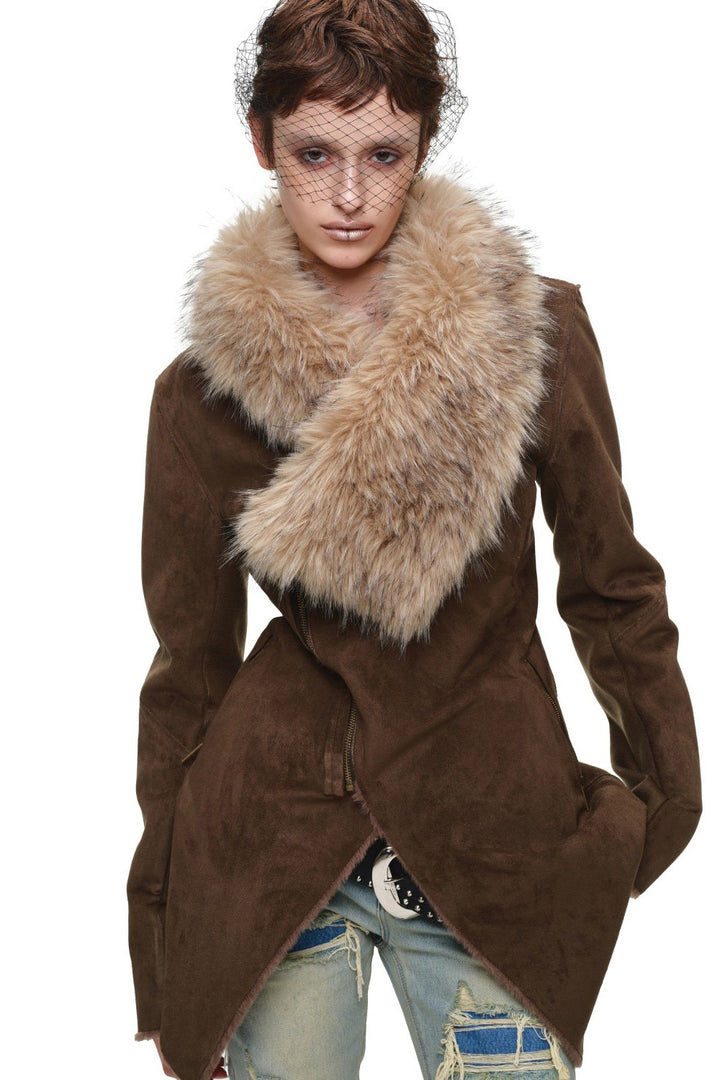 Aspen Suede Faux Fur Coat