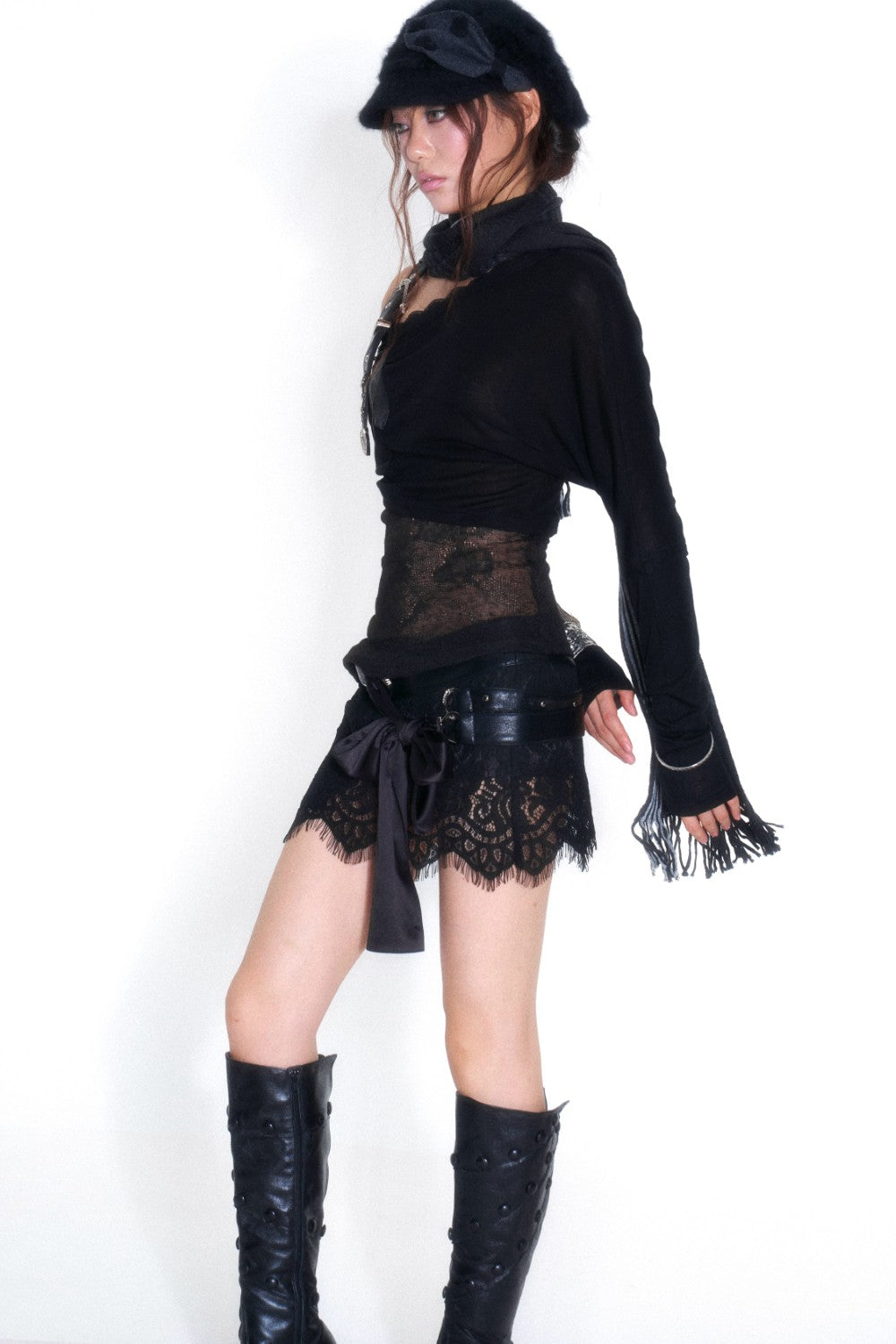 Obsidian Buckle Lace Top