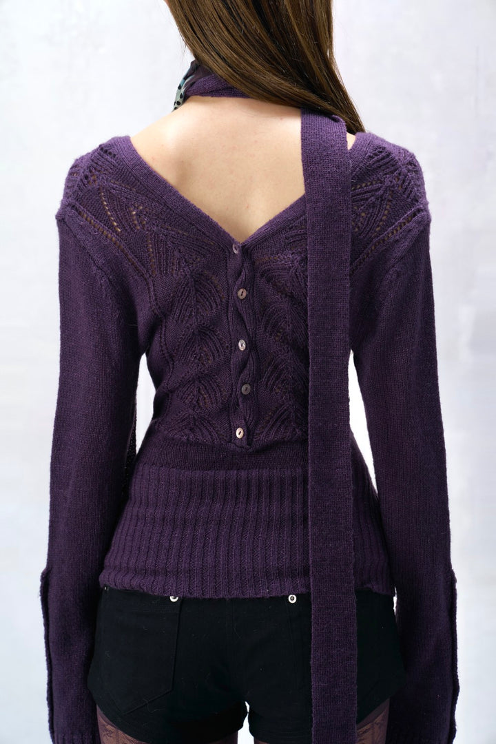 Knit Twist V-Neck Sweater