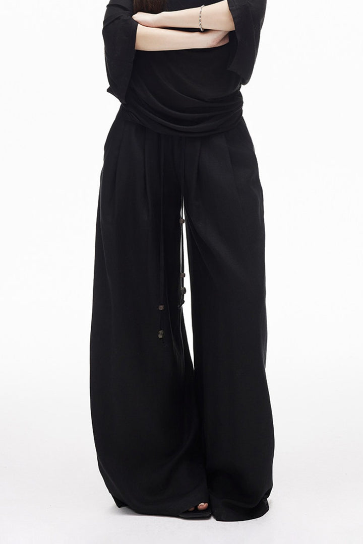 Linen Beaded Drawstring Pants