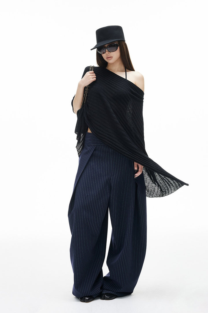 Kaia Off-Shoulder Draped Poncho