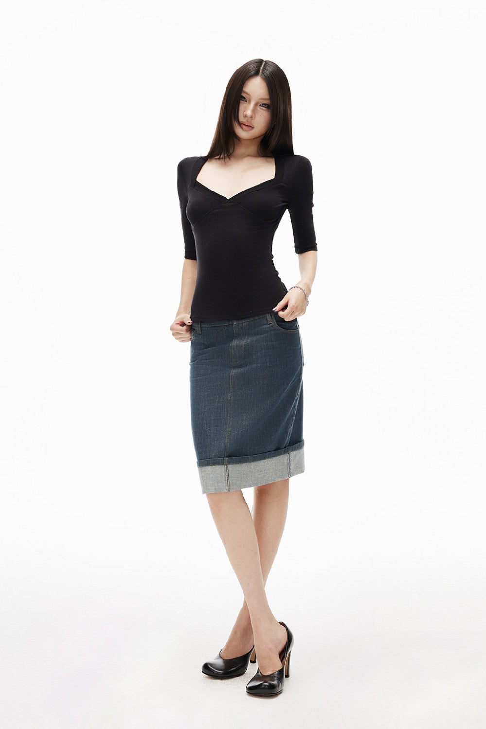 Sculpted Diamond Neckline Top