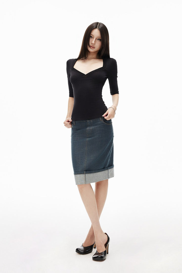 Sculpted Diamond Neckline Top