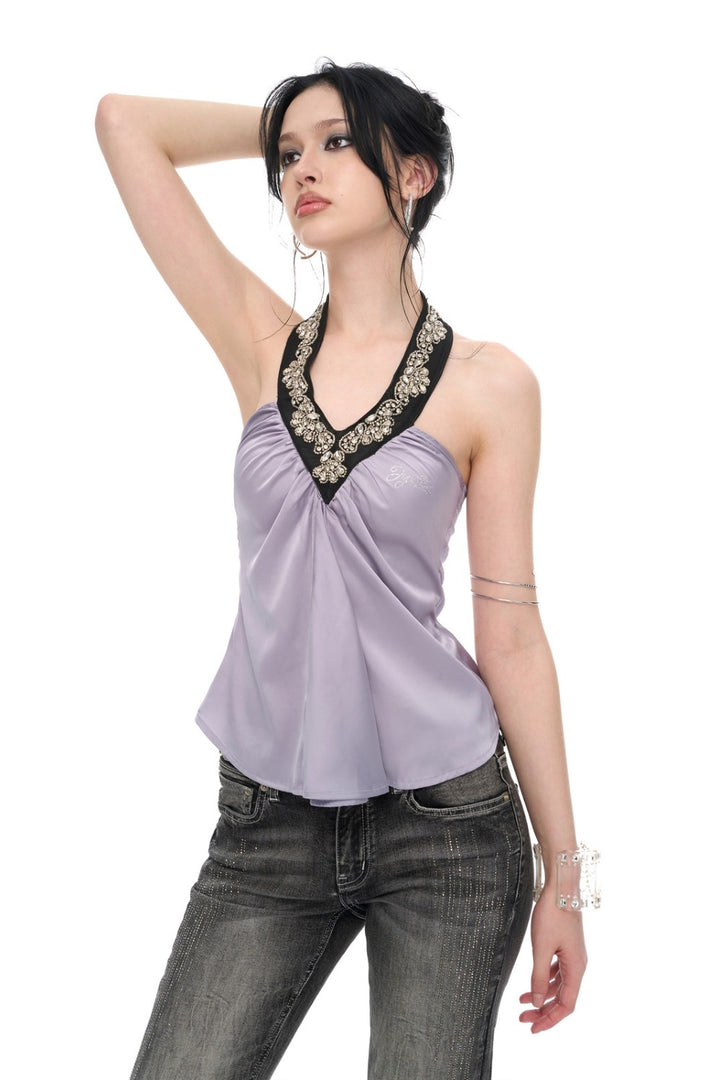Orchid Sequin Halter Top