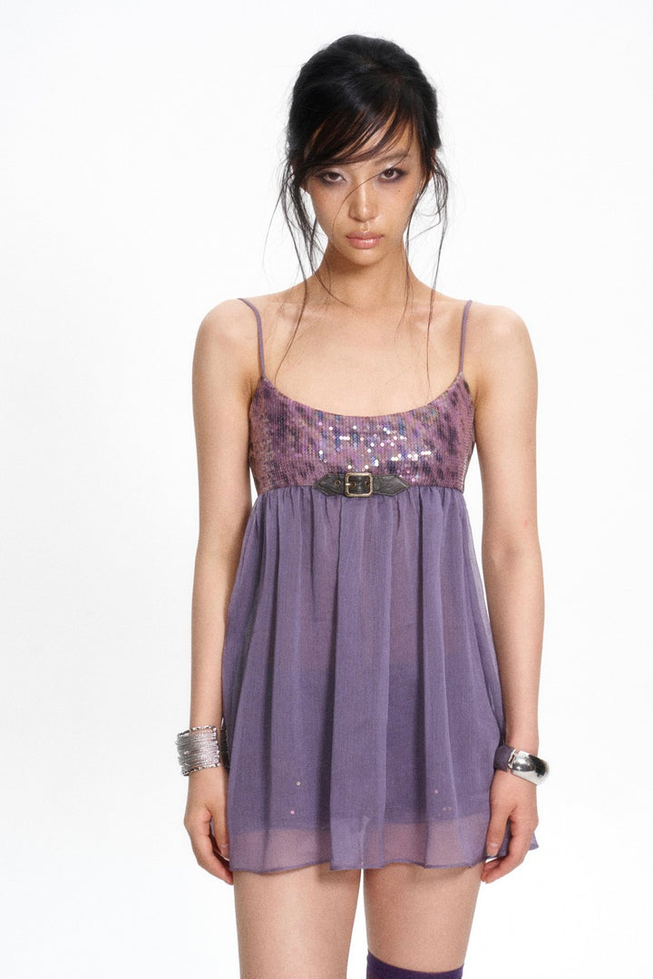 Sequin Leopard Babydoll Top