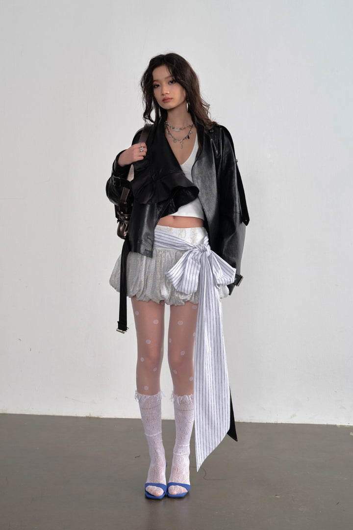 Sculptural Faux Leather Coat