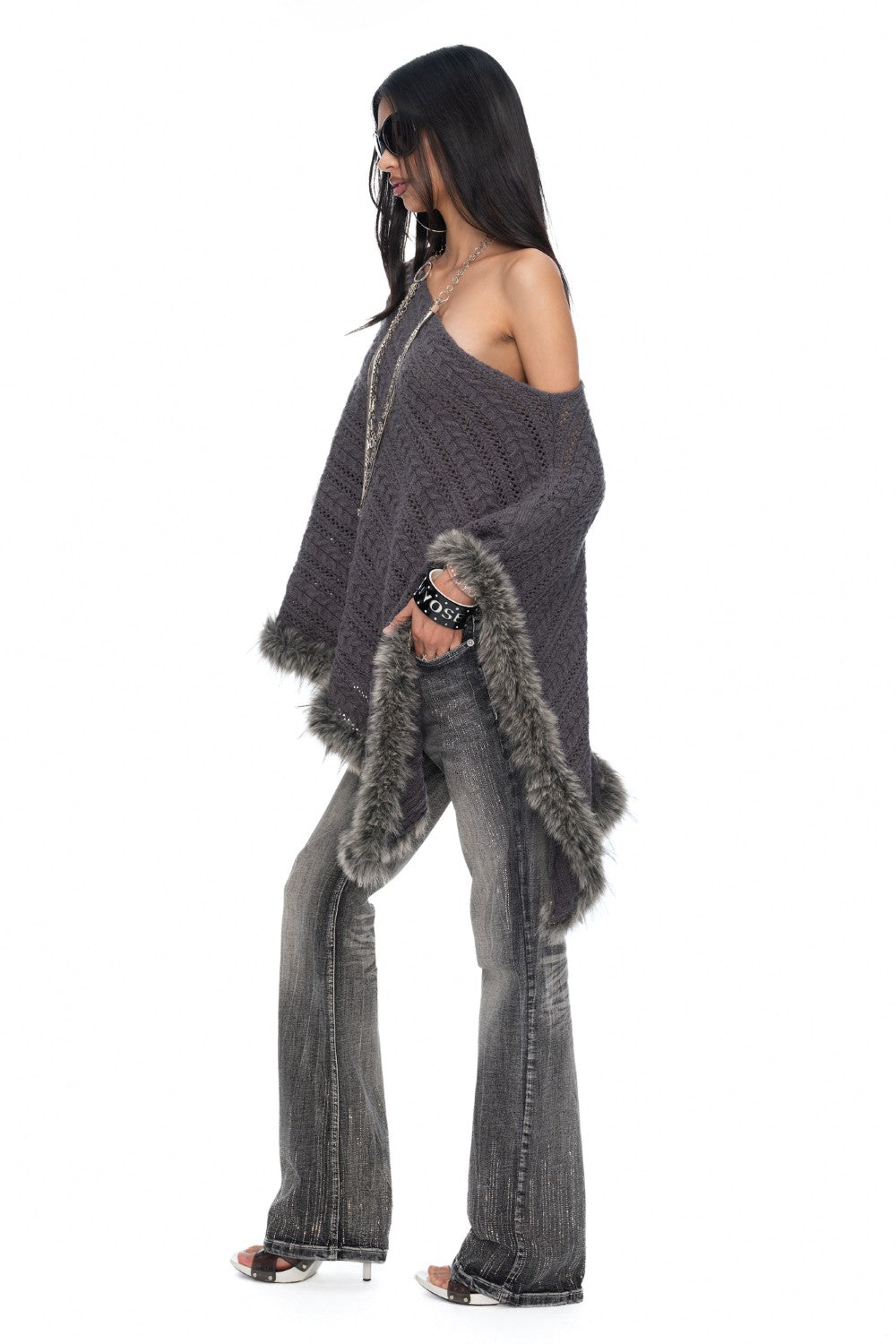 Celine Slanted Neck Poncho