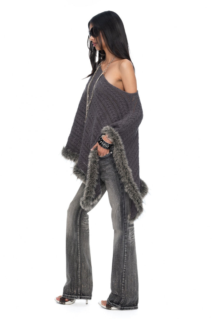 Celine Slanted Neck Poncho