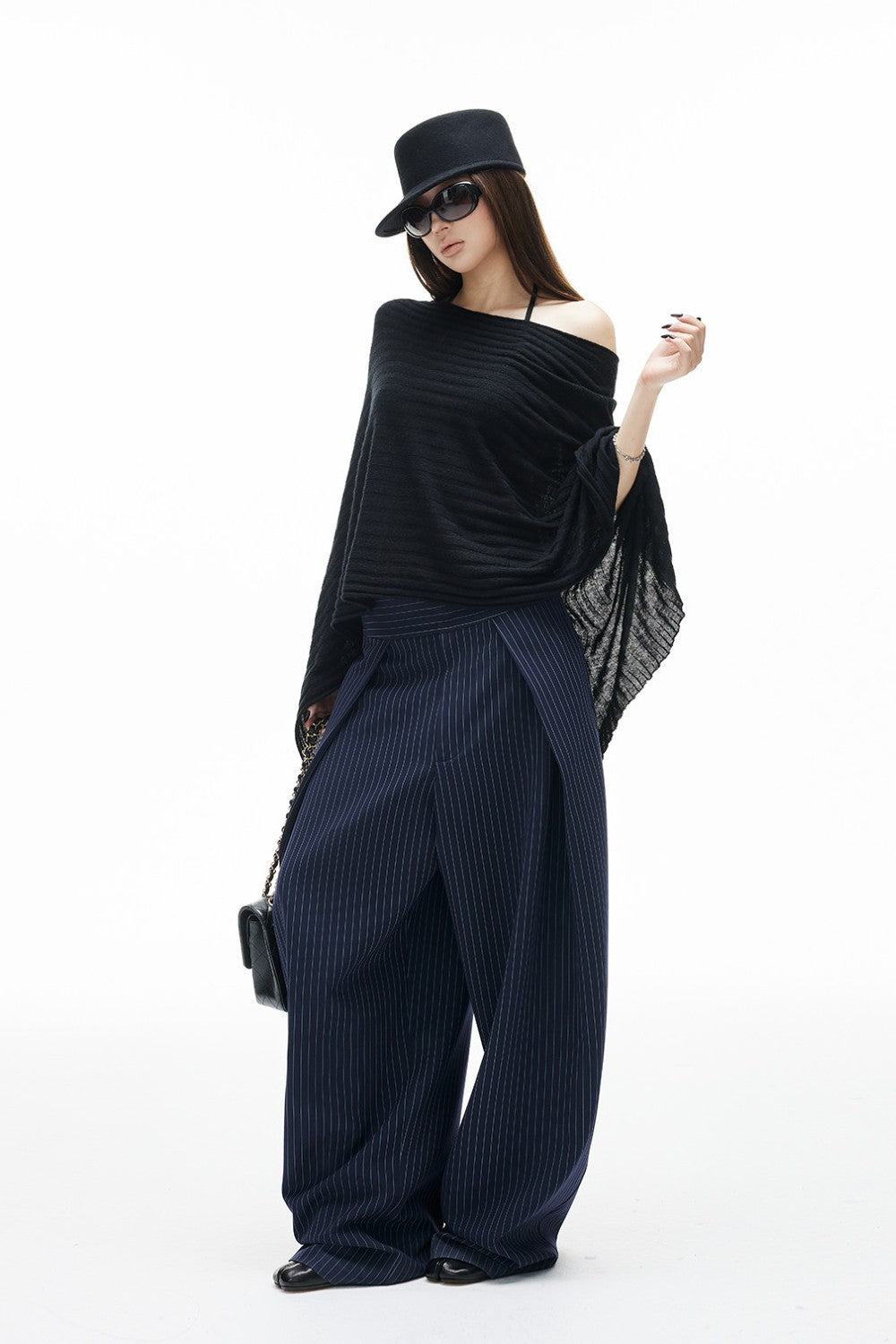 Mina Pinstripe Curve Pants
