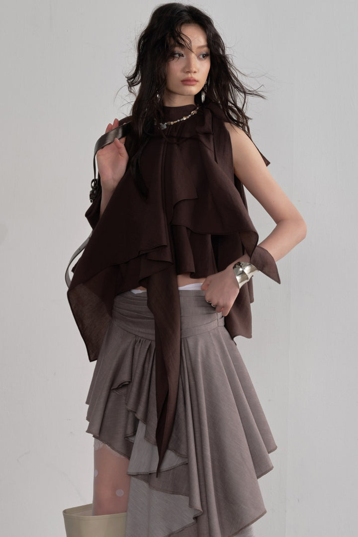 Asymmetric Draped Cape Top