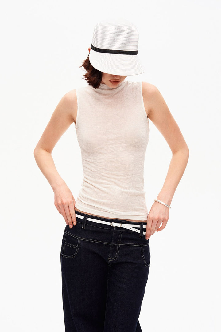 Open Back Turtleneck Top