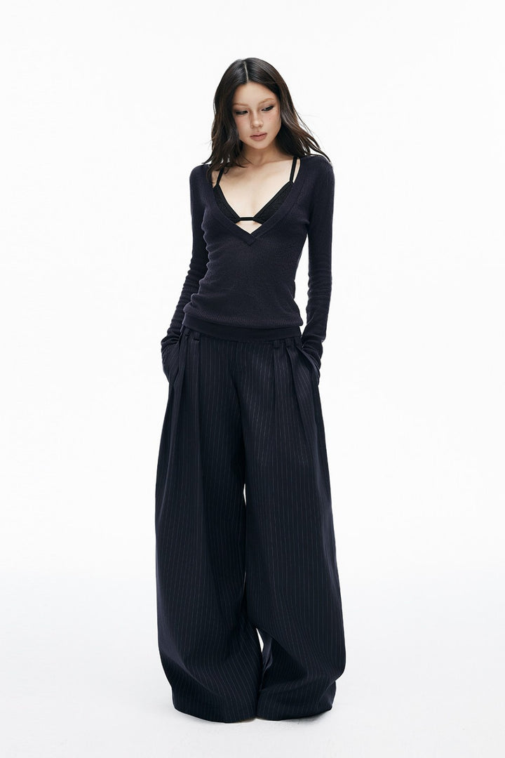 Leni Pinstripe Pleated Trousers