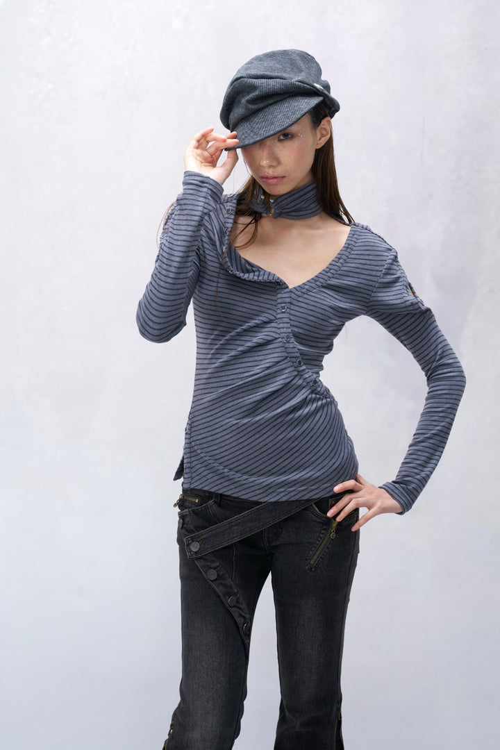 Mina Striped Wrap Shirt