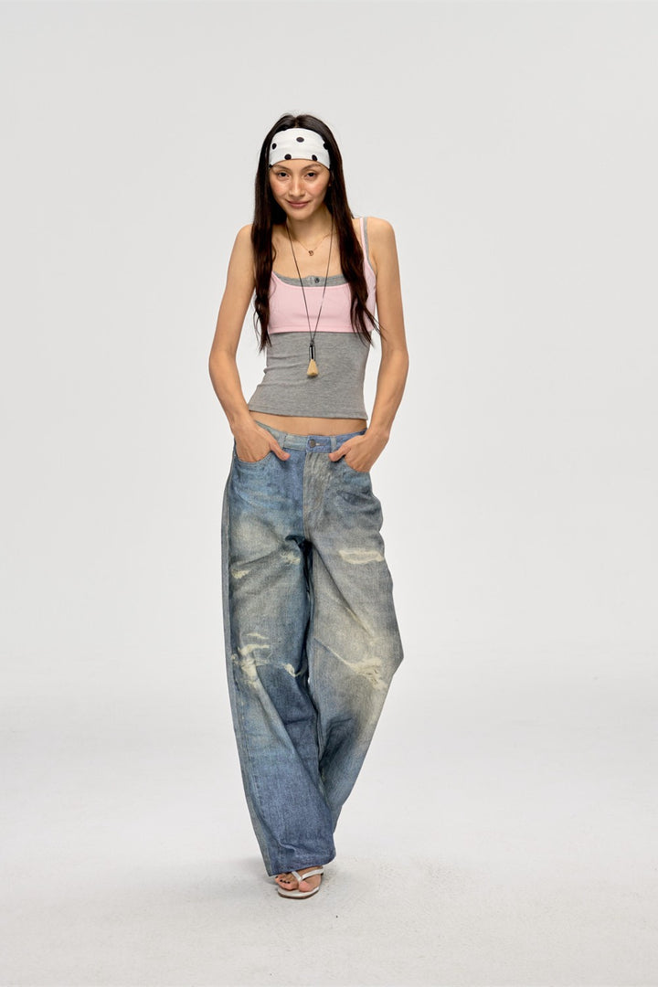 Retro Faded Blue Baggy Jeans
