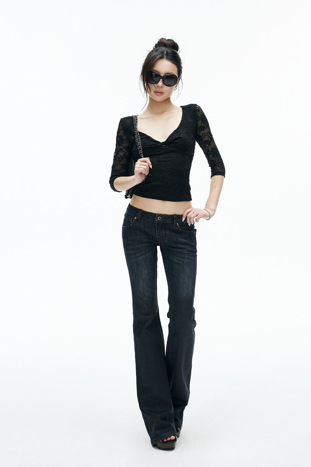 Dark Wash Low-Rise Jeans