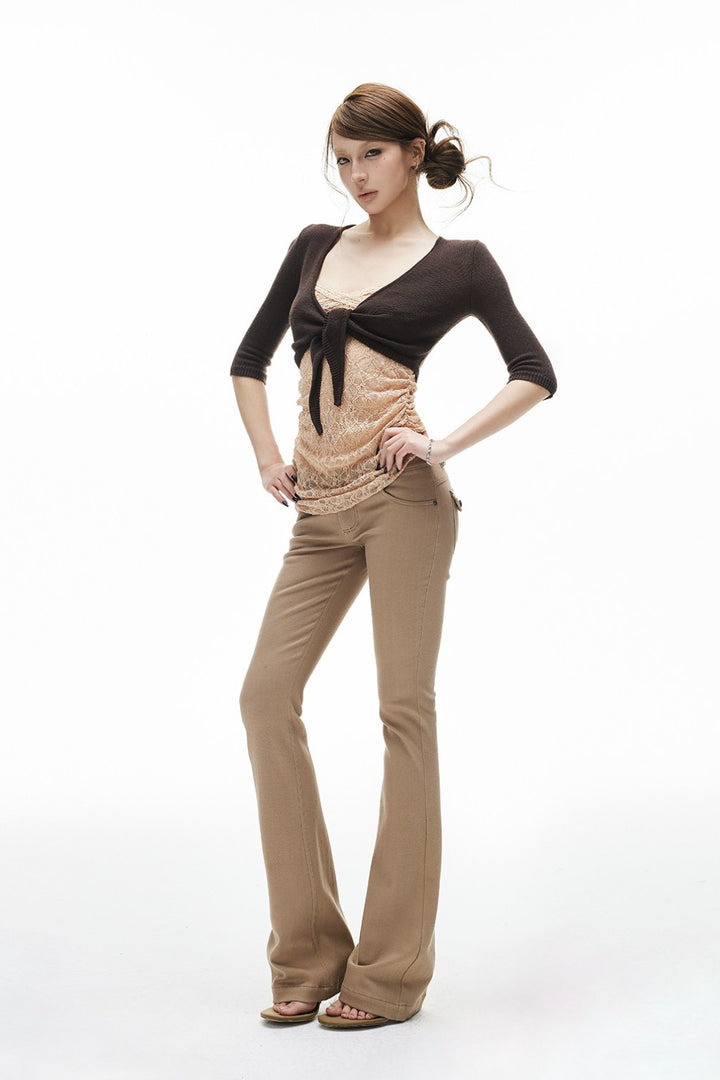 Khaki Slim Bootcut Pants
