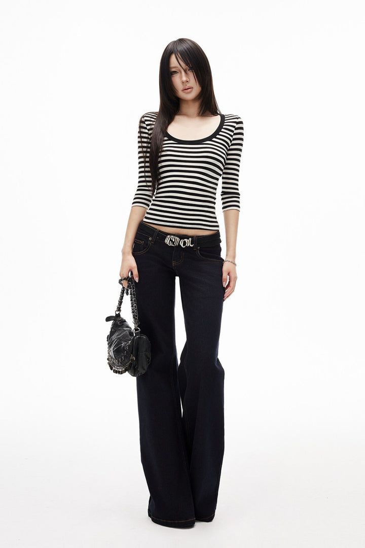 Amélie Black Stripe Top