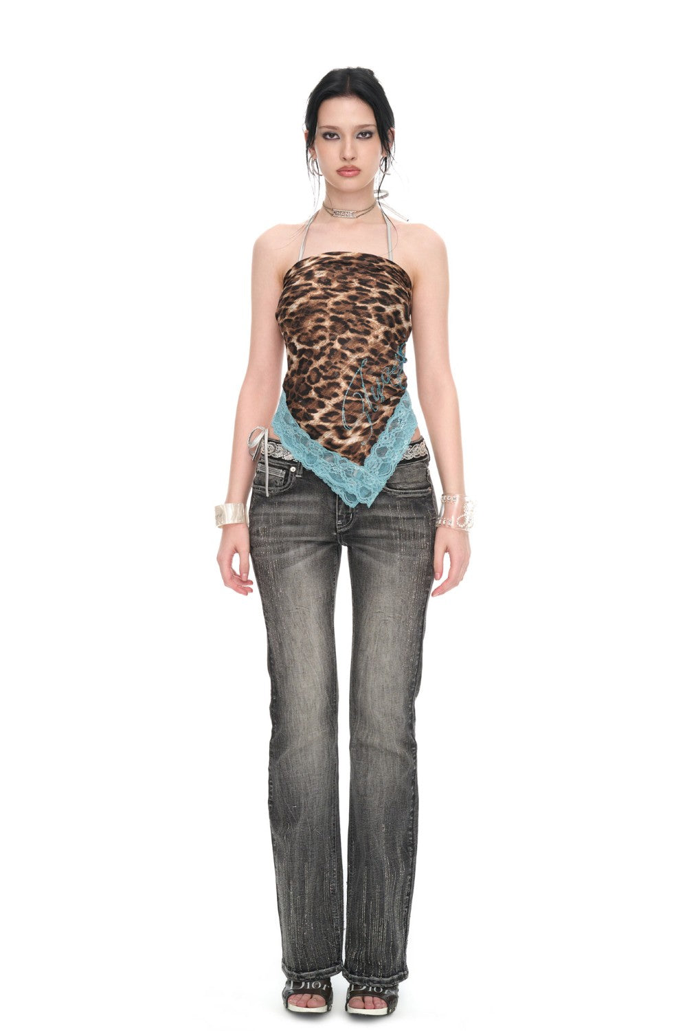 Leopard Lace Bandana Top