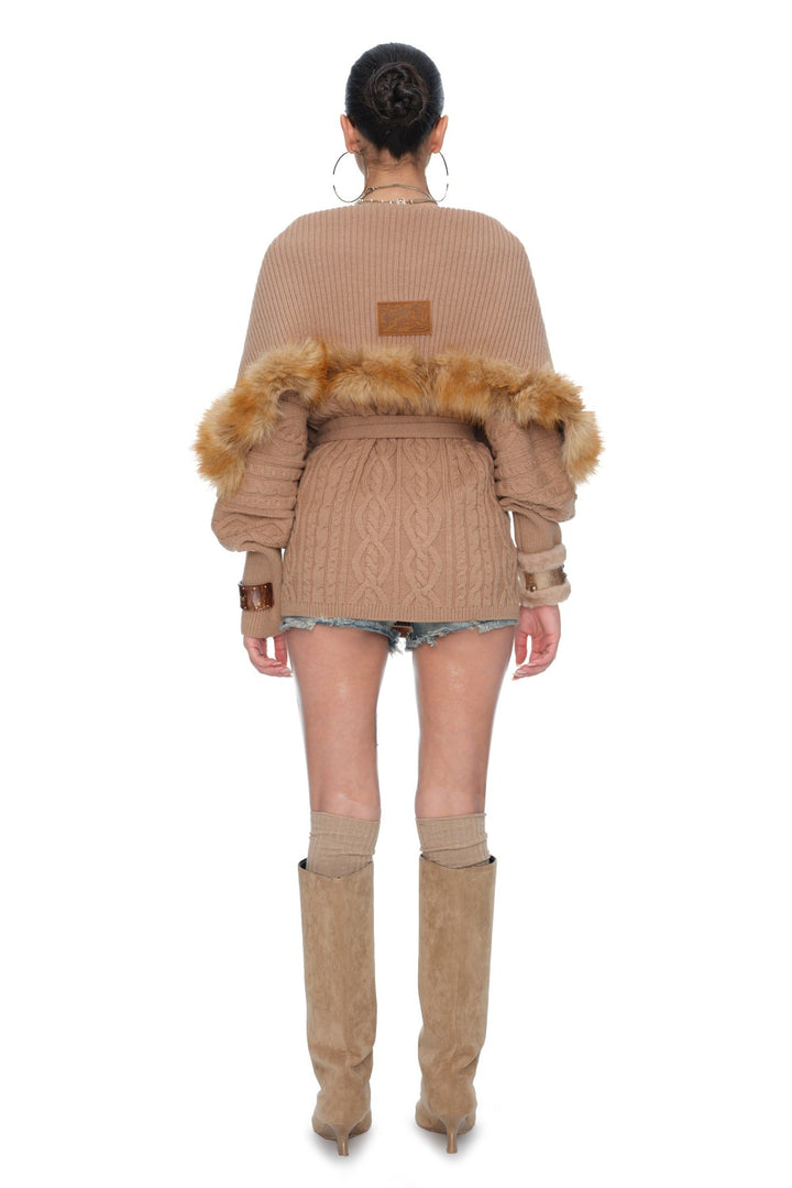 Winona Camel Fur Cardigan