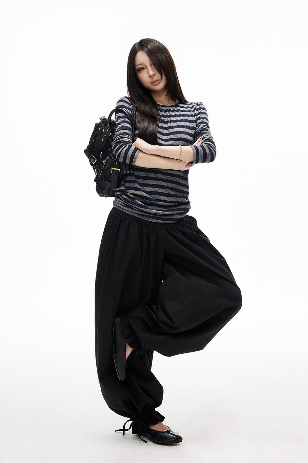 Noir Ribbon Harem Pants