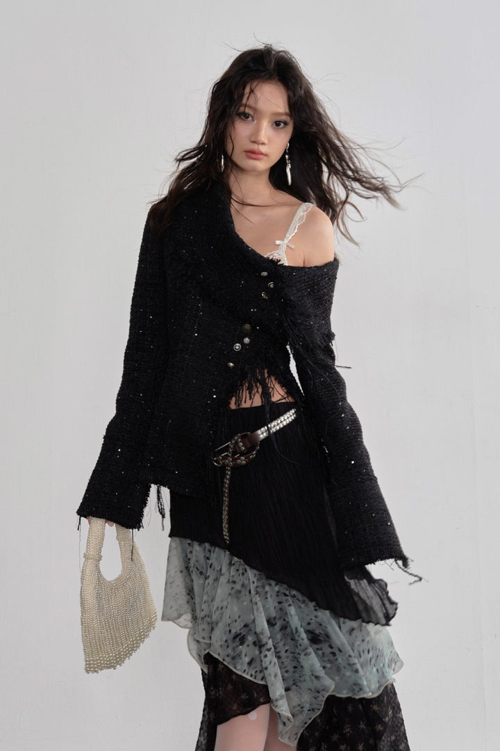 Leopard Chiffon Cascade Skirt