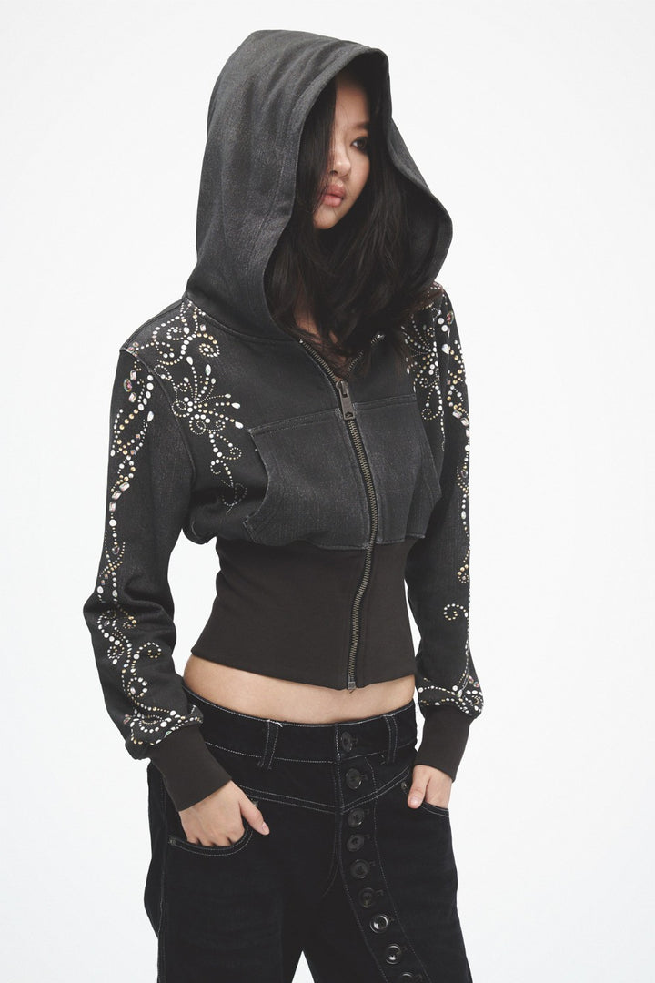 Gia Rhinestone Floral Hoodie
