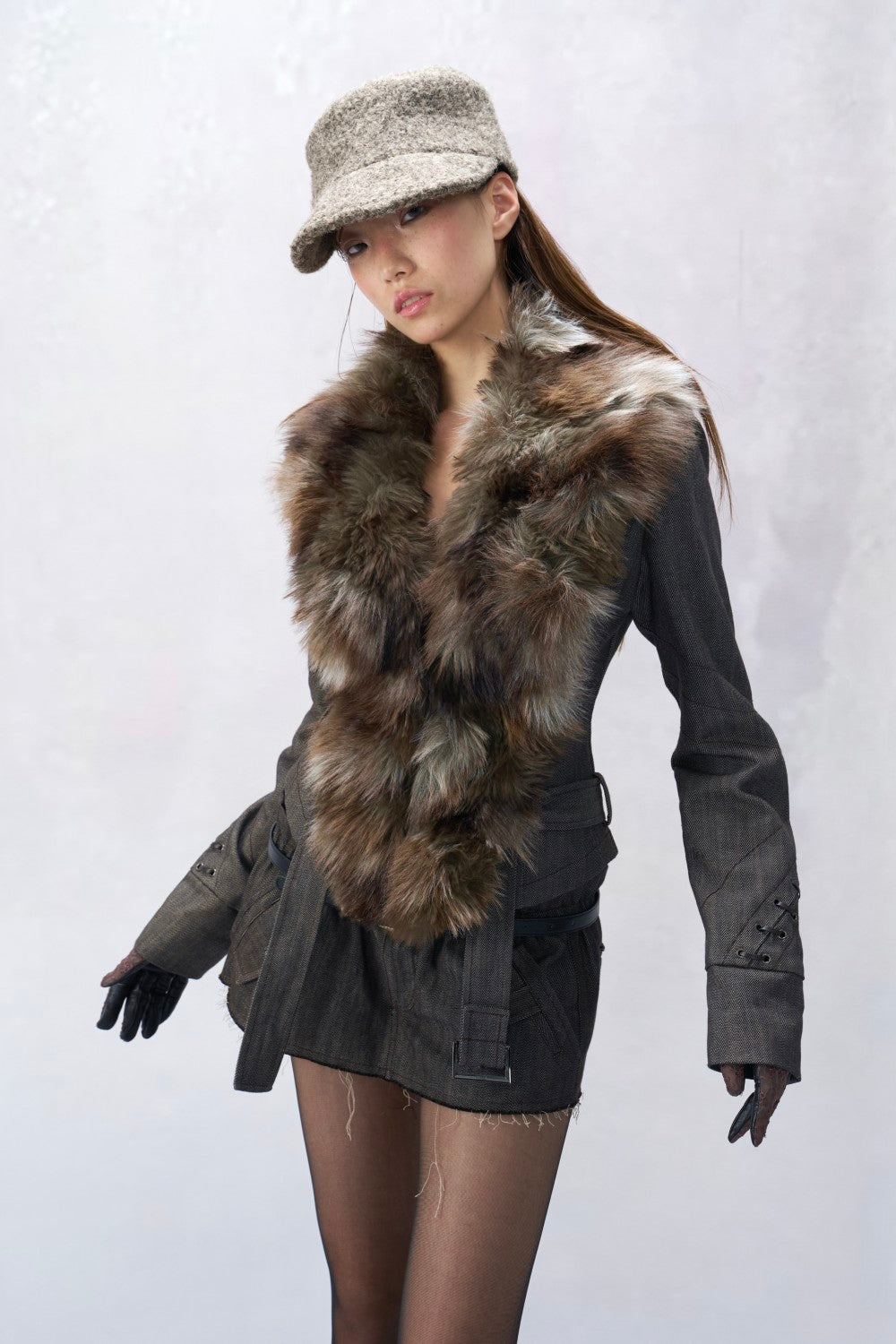 Fur-Trimmed Lapel Jacket