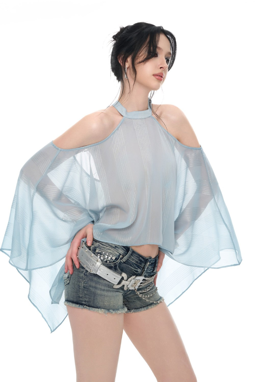Aurora Draped Sheer Top