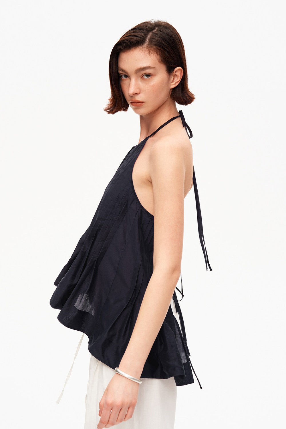 Pleated Chiffon Halter Top