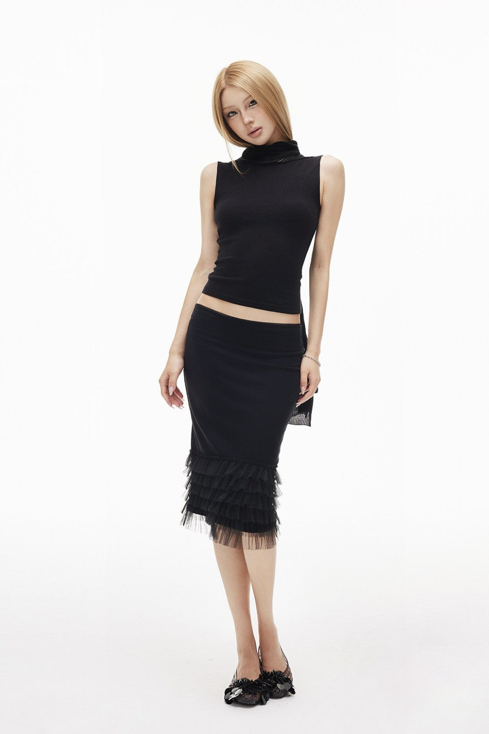 Layered Sheer Scarf Top