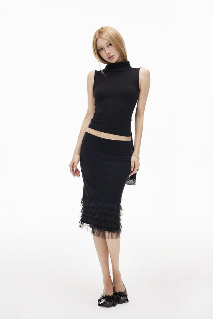 Layered Sheer Scarf Top