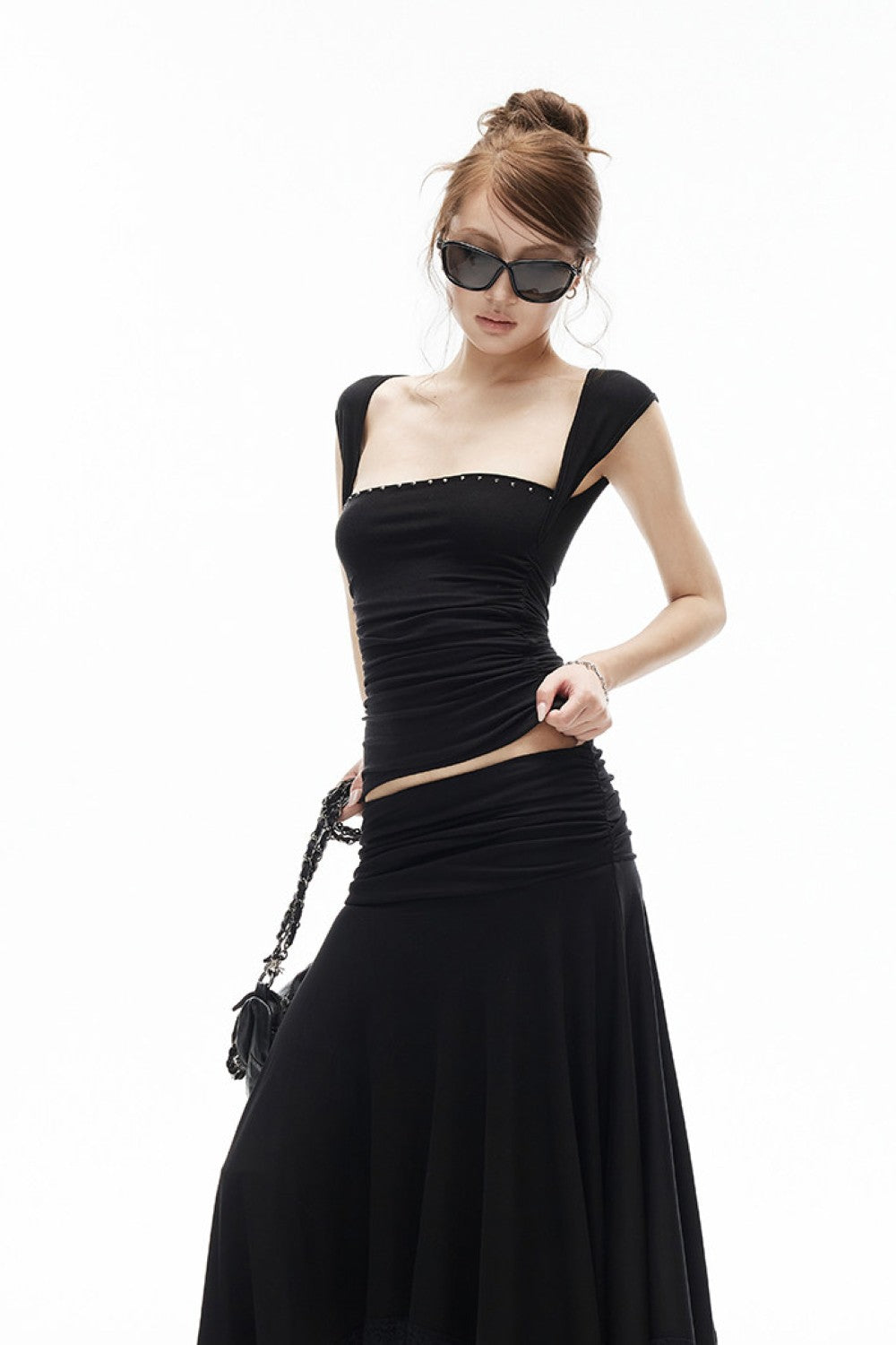 Aria Rivet Ruched Top