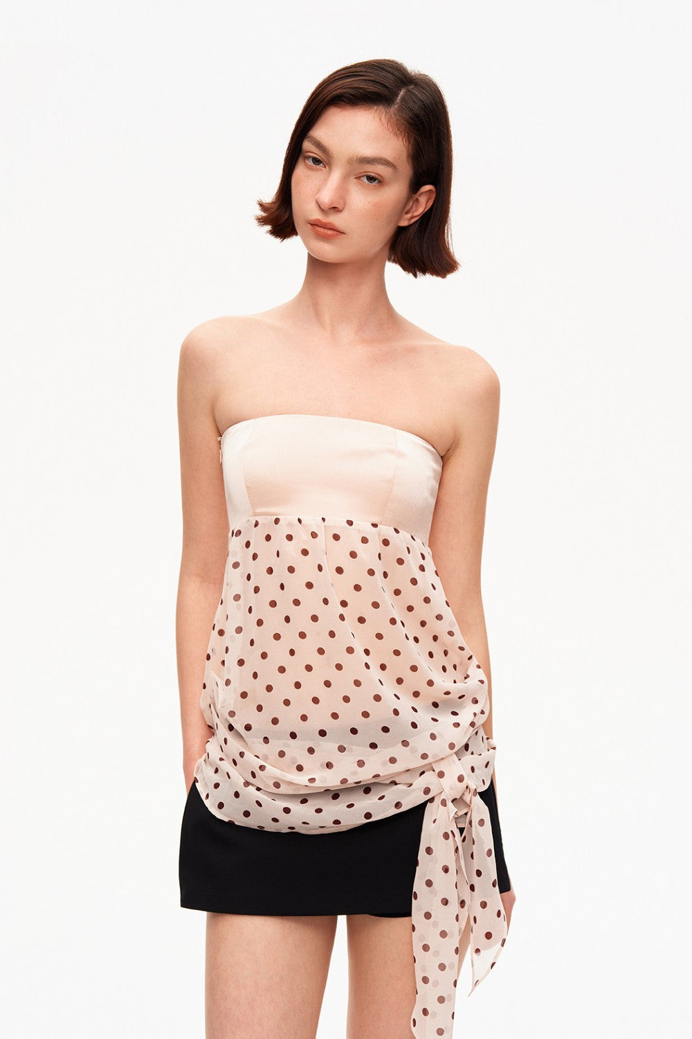 Mina Polka Mesh Tube Top